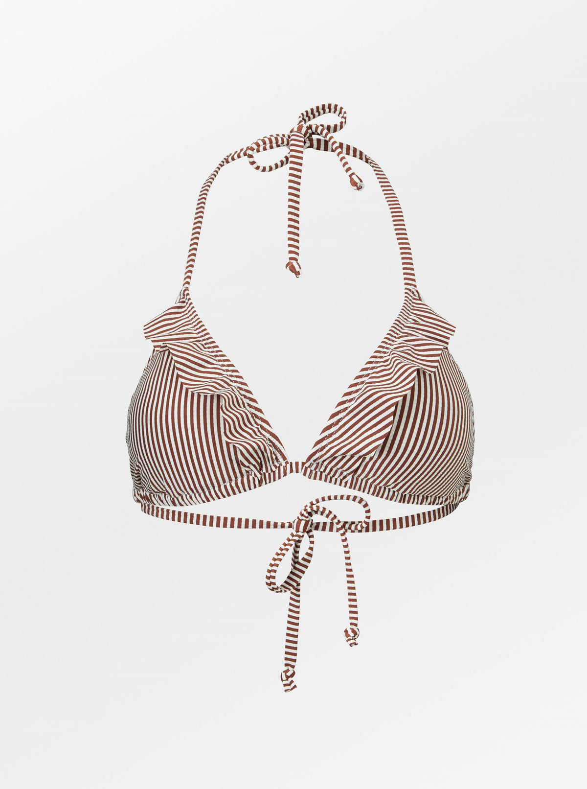 Striba Bel Frill Bikini Top - Sorrel Brown Clothing - Becksöndergaard