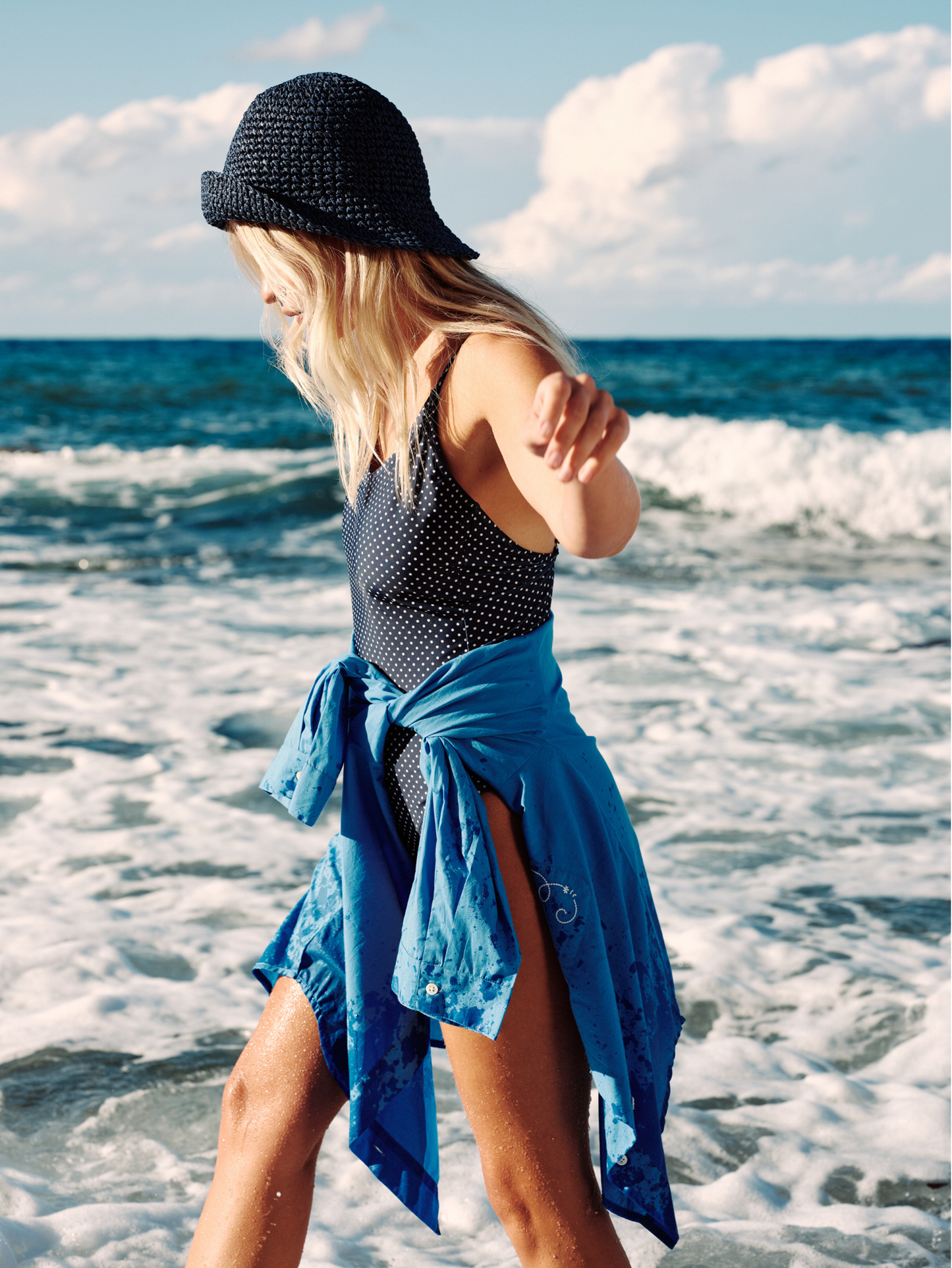 Becksöndergaard, Polka Dot Bea Swimsuit - Navy Blue, swimwear, swimwear, swimwear, swimwear