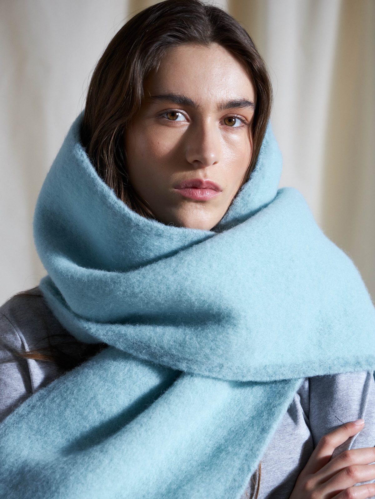 Solid Yuta Scarf - Turquoise OneSize - Becksöndergaard