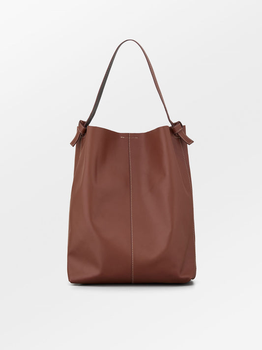 Glossy Mae Leather Shopper Bag - Brown OneSize   - Becksöndergaard