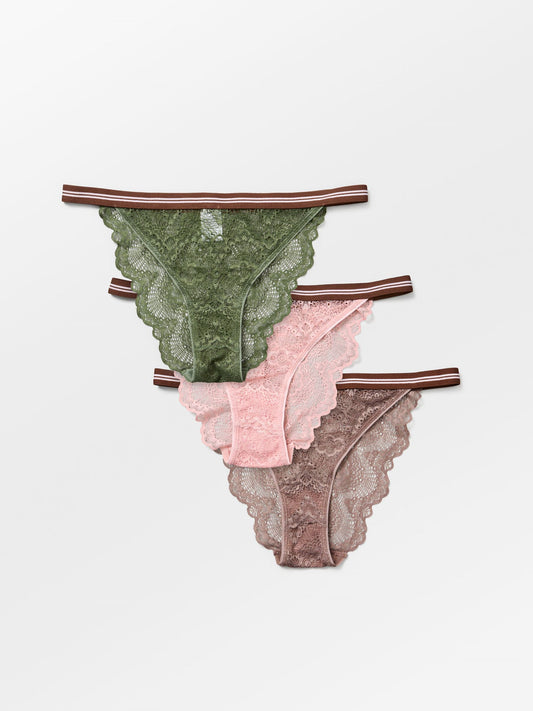 Wave Lace Ray Tanga 3 Pack Clothing   - Becksöndergaard