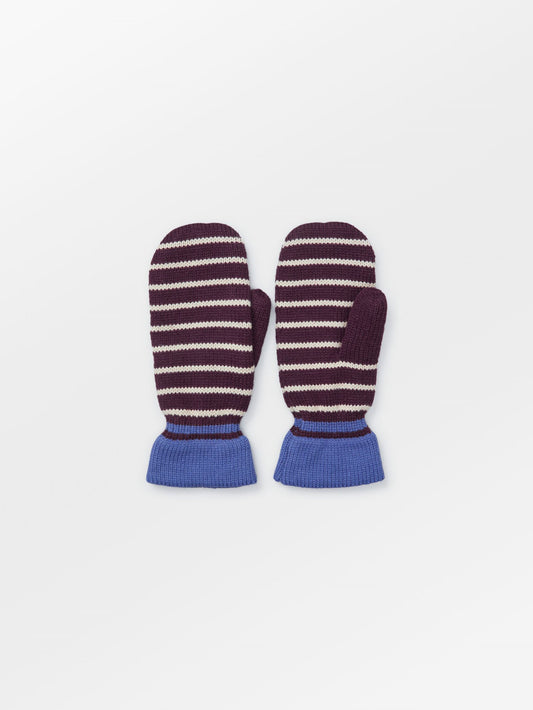 Becksöndergaard, Thin Striped Emerald Mittens - Maroon Brown, accessories, accessories, archive, archive, winter accessories, archive, winter accessories, black week, black week