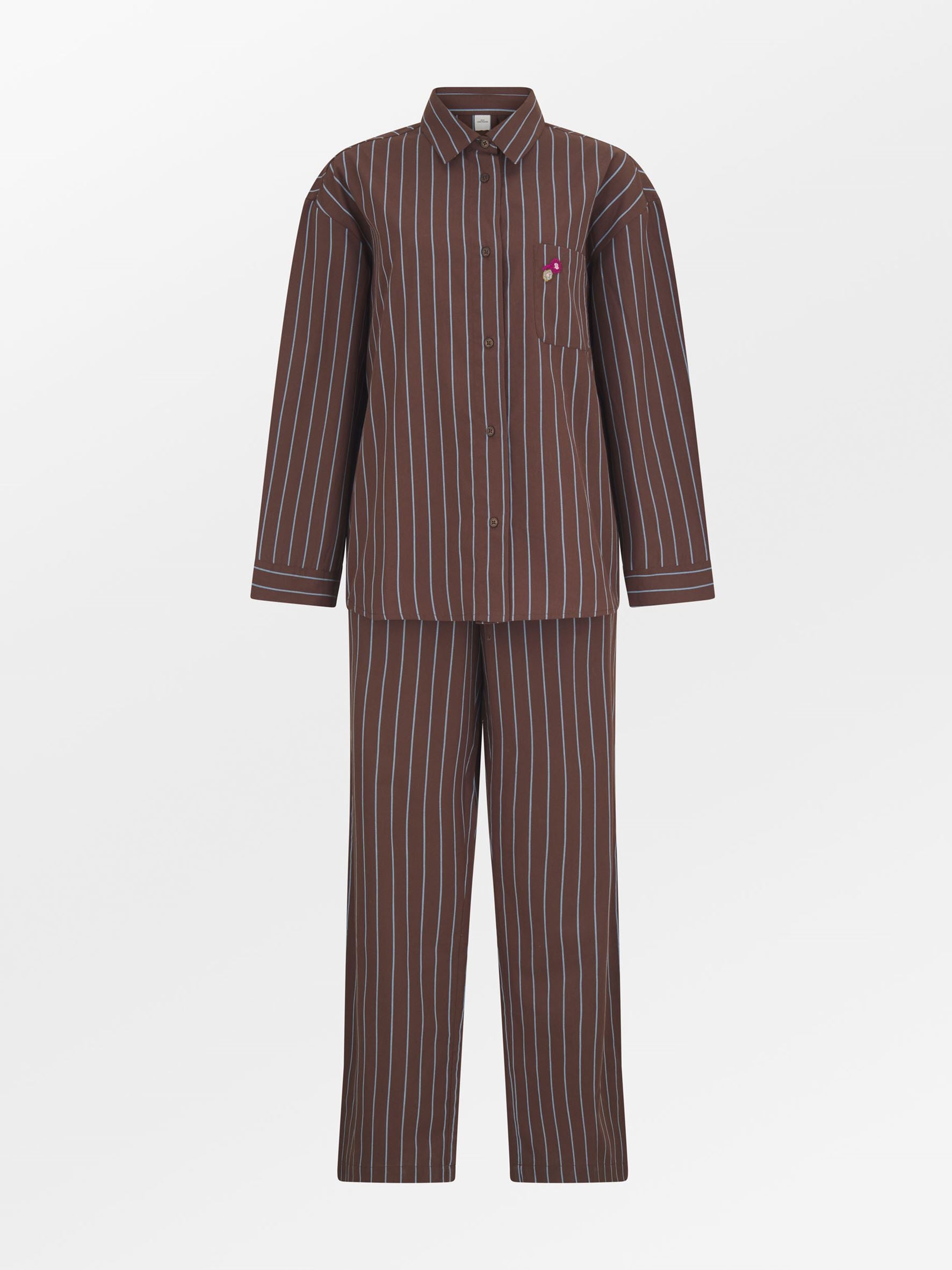 Becksöndergaard, Striped Wintaflora Pyjamas Shirt - Hot Fudge Brown, homewear, homewear