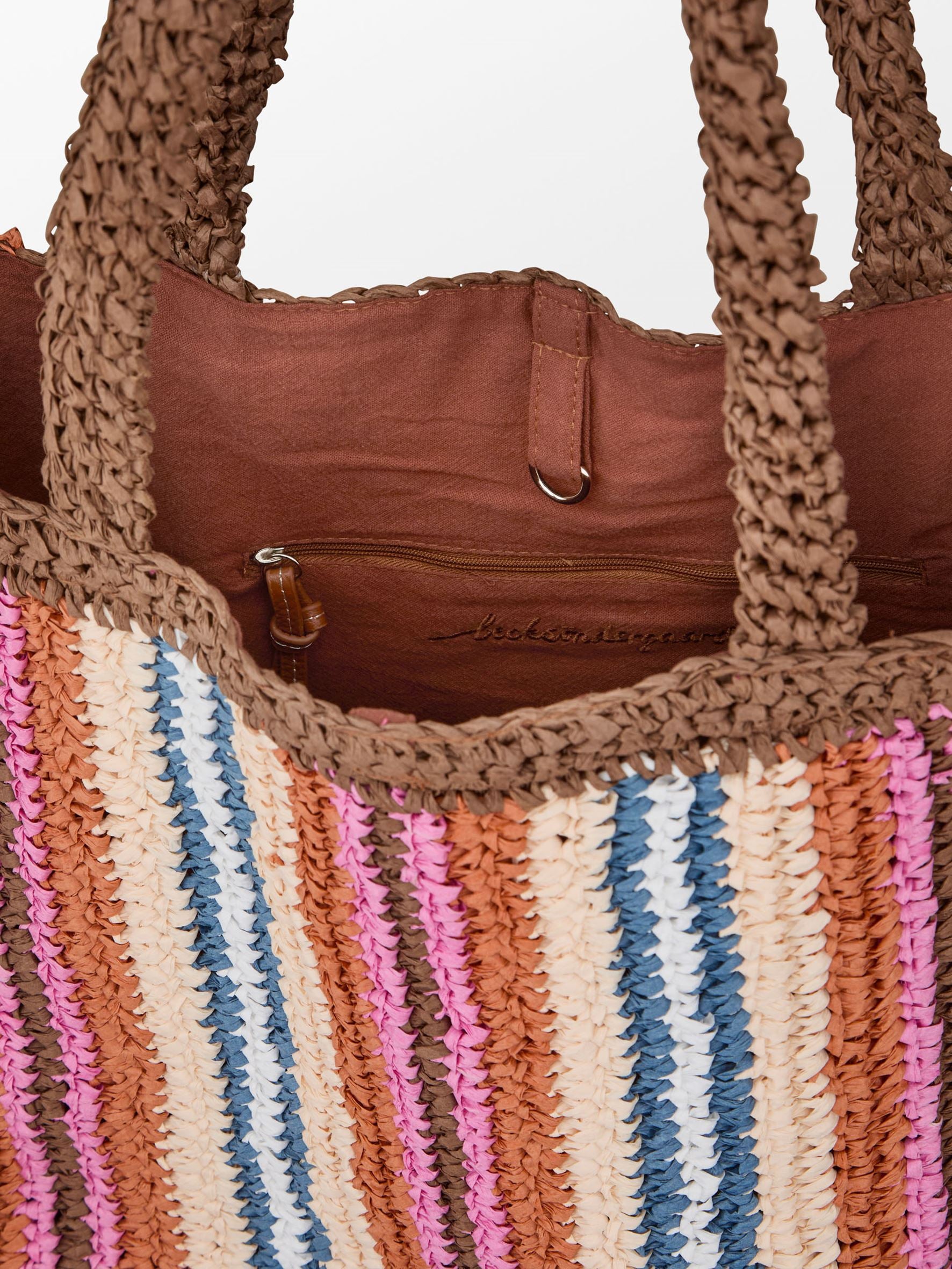 Stripe Straw Tota Bag OneSize - Becksöndergaard