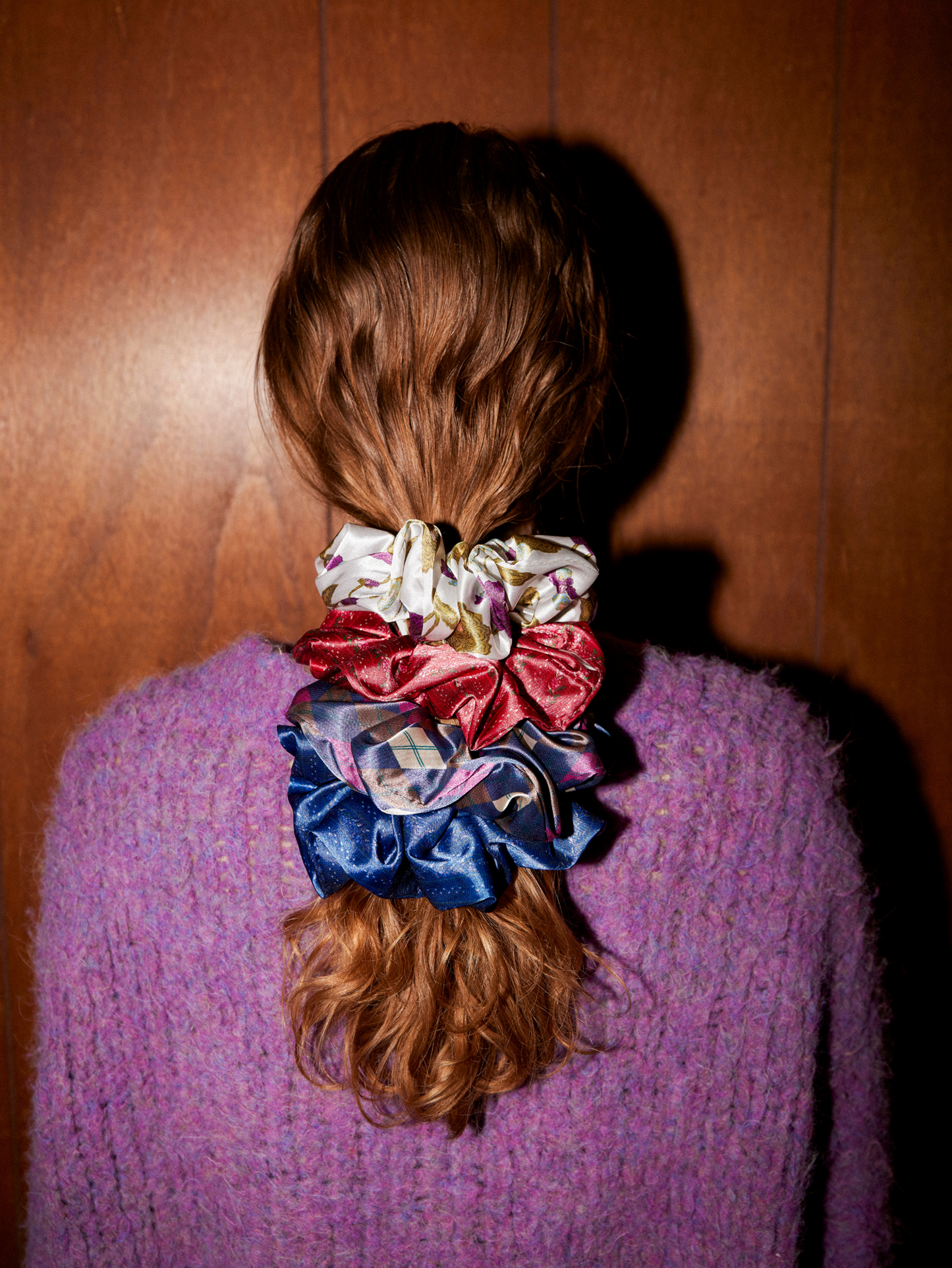 Becksöndergaard, Argyle Luster Scrunchie - Navy Blue, accessories, accessories, accessories