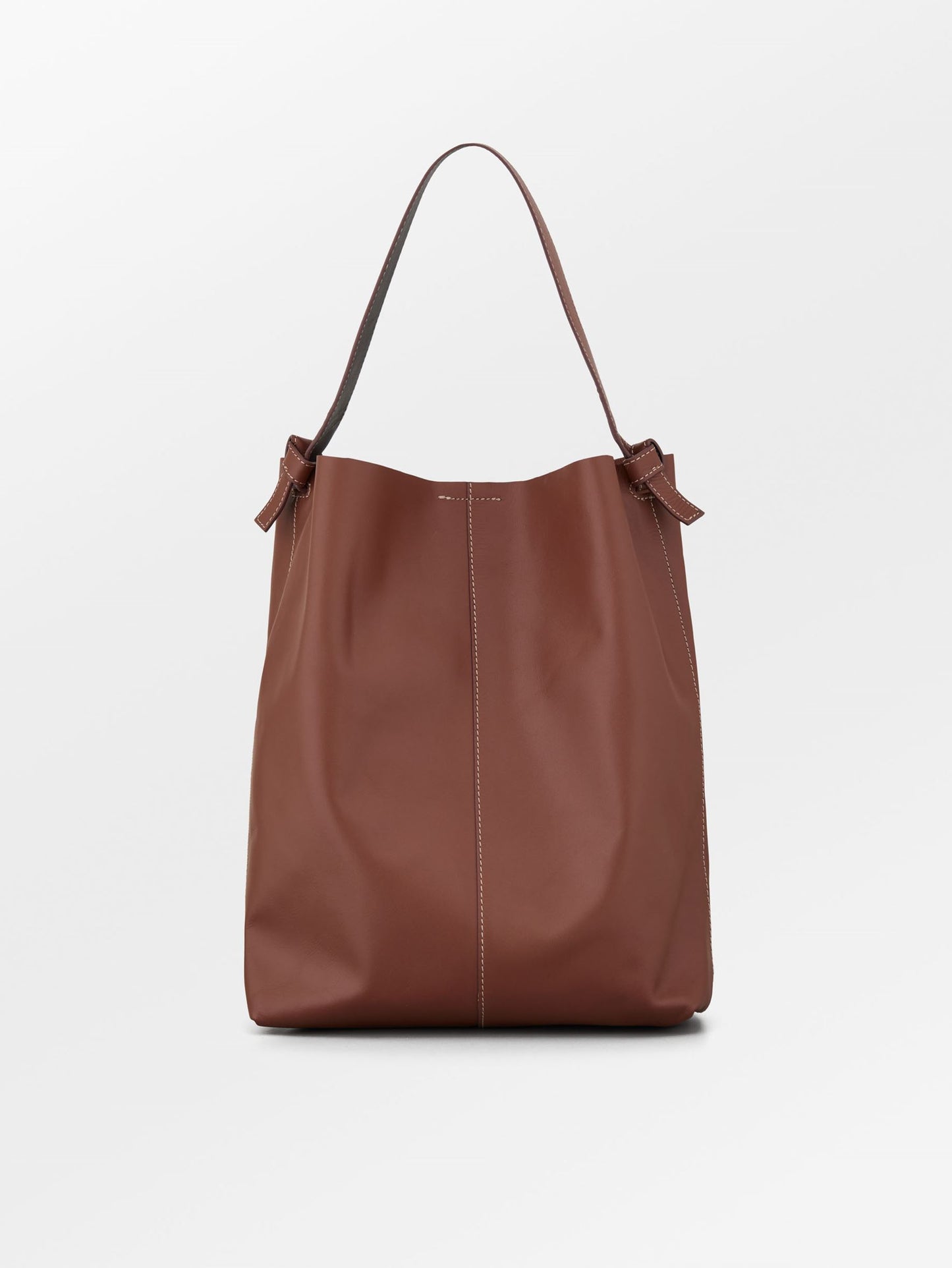 Glossy Mae Leather Shopper Bag - Brown OneSize   - Becksöndergaard