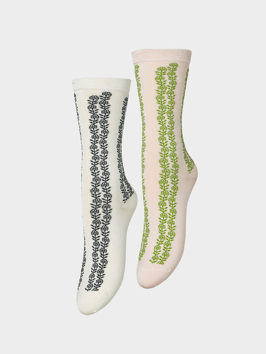 Becksöndergaard, Teila Visca Sock 2 Pack - White/Peach, socks, archive, archive, sale, sale, socks