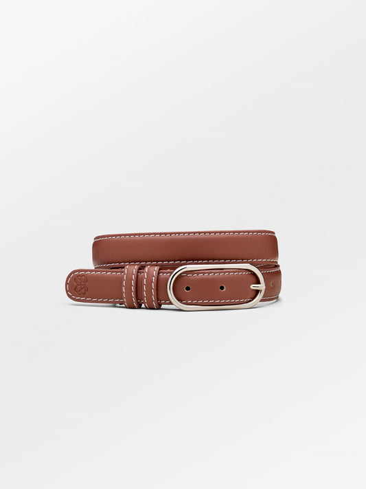 Glossy Nola Leather Belt - Brown Clothing   - Becksöndergaard