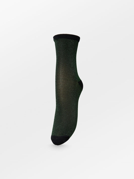 Dina Solid Glittersock - Green Socks - Becksöndergaard
