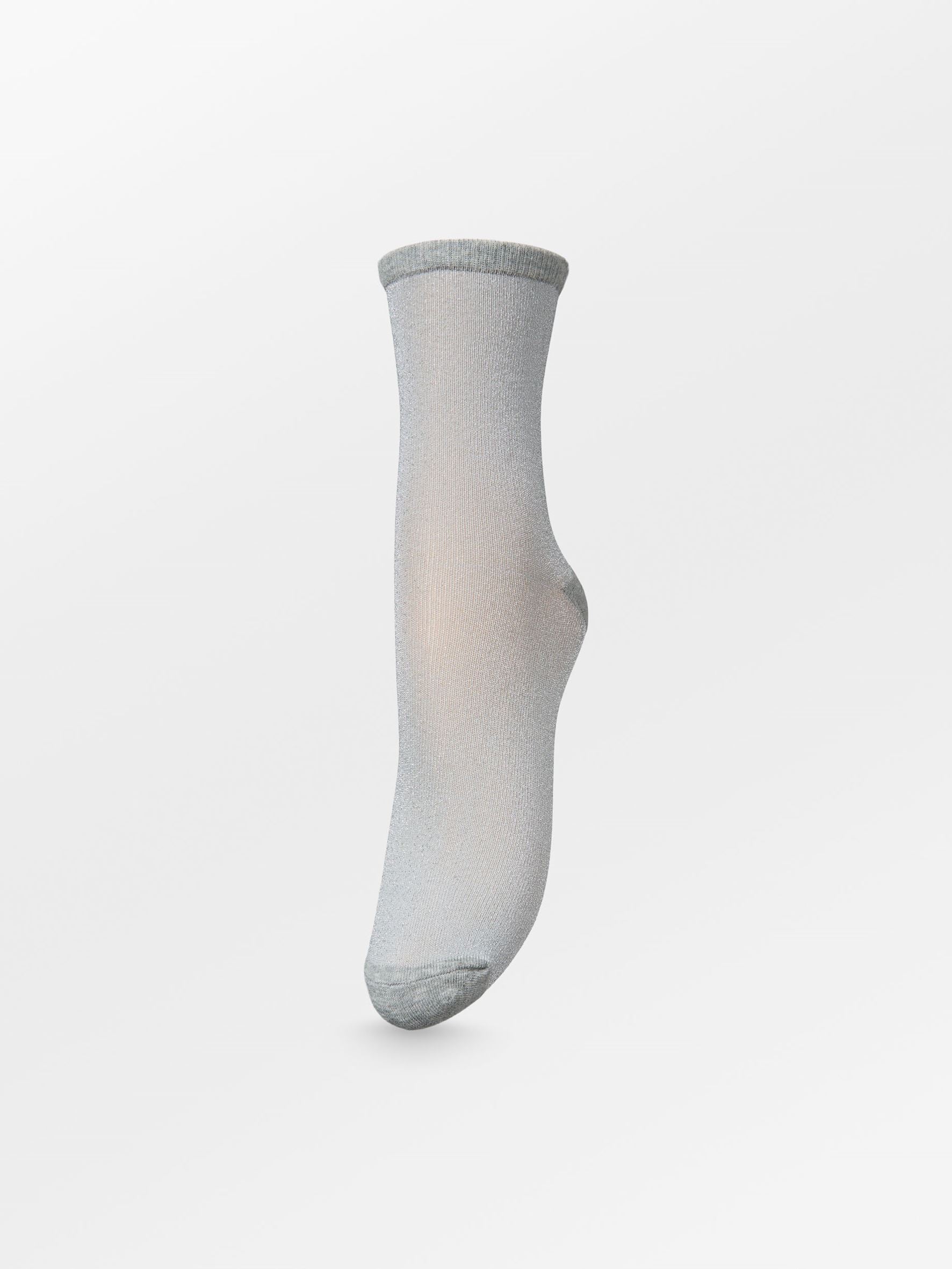 Dina Solid Glittersock - Grey Socks - Becksöndergaard
