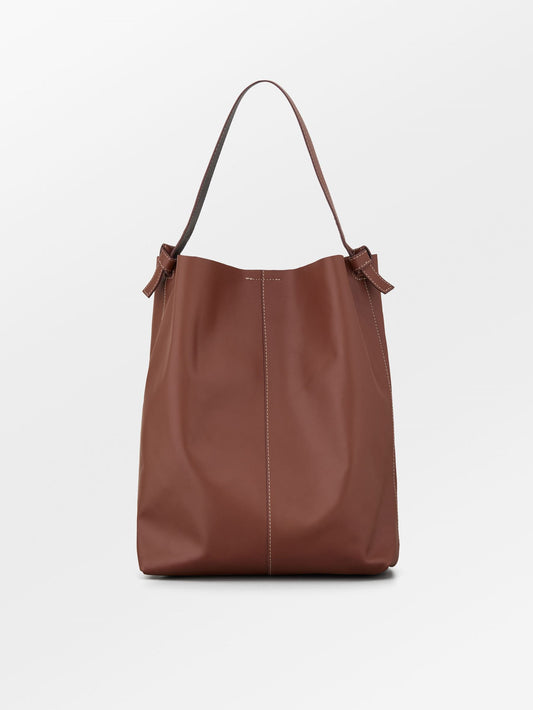 Glossy Mae Leather Shopper Bag - Brown OneSize - Becksöndergaard