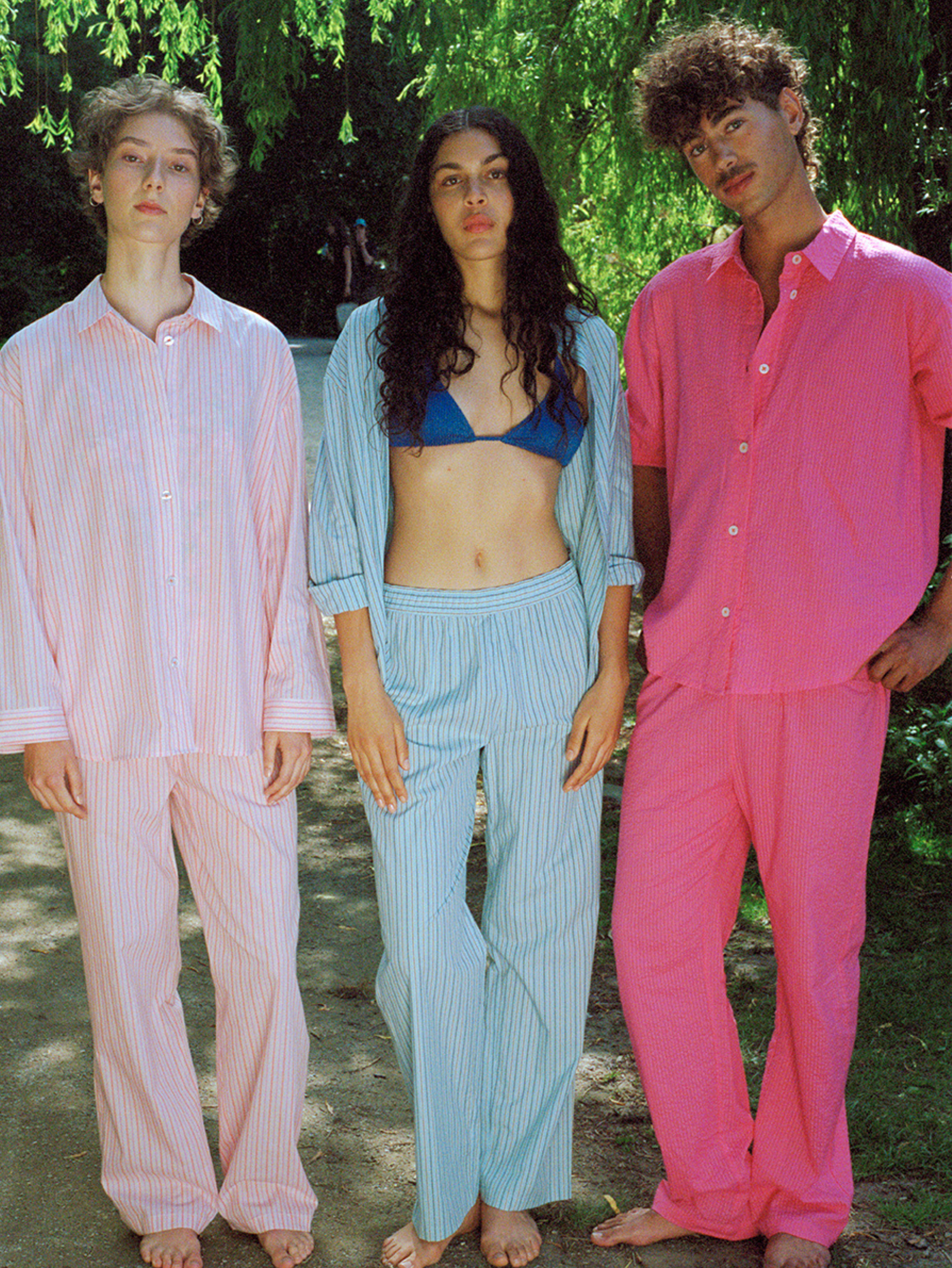 Stripel Pyjamas Set - Pink Clothing   - Becksöndergaard