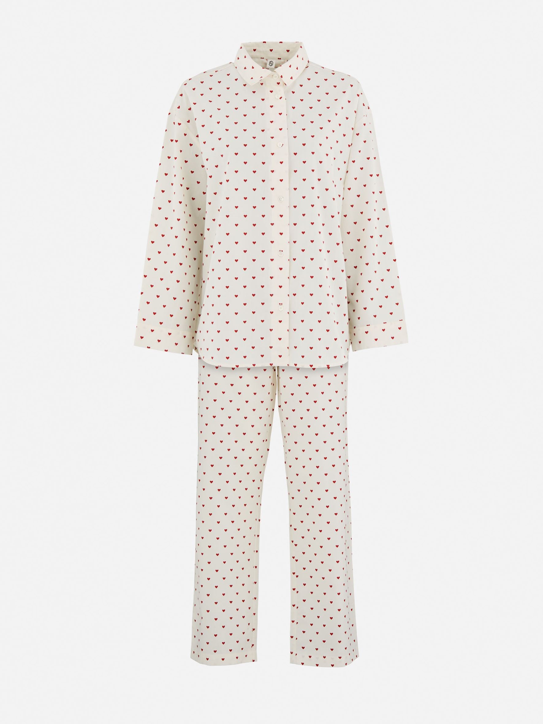 Becksöndergaard, Amor Pyjamas Set - Off-white/Red, homewear, gifts, gifts, gifts, black week, black week