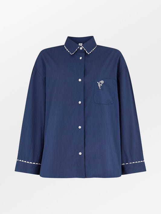 Becksöndergaard, Scallop Pyjamas Shirt - Navy Blue, homewear, sale, sale, homewear, sale
