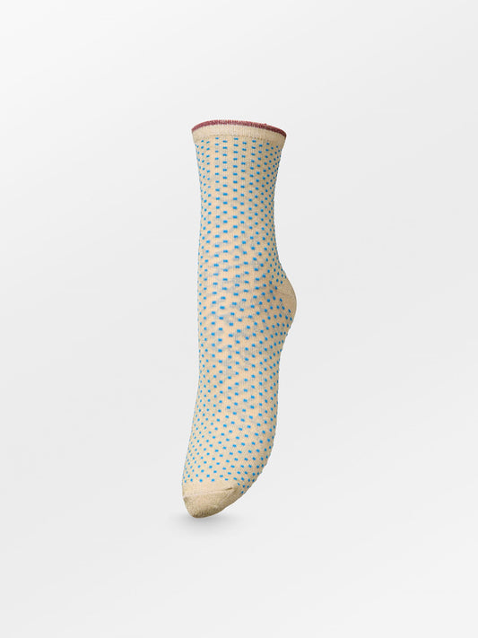 Dina Small Dots Sock - Beige/Blue Socks - Becksöndergaard