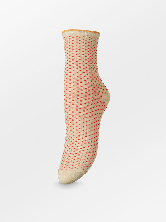 Dina Small Dots Sock - Beige/Red Socks - Becksöndergaard