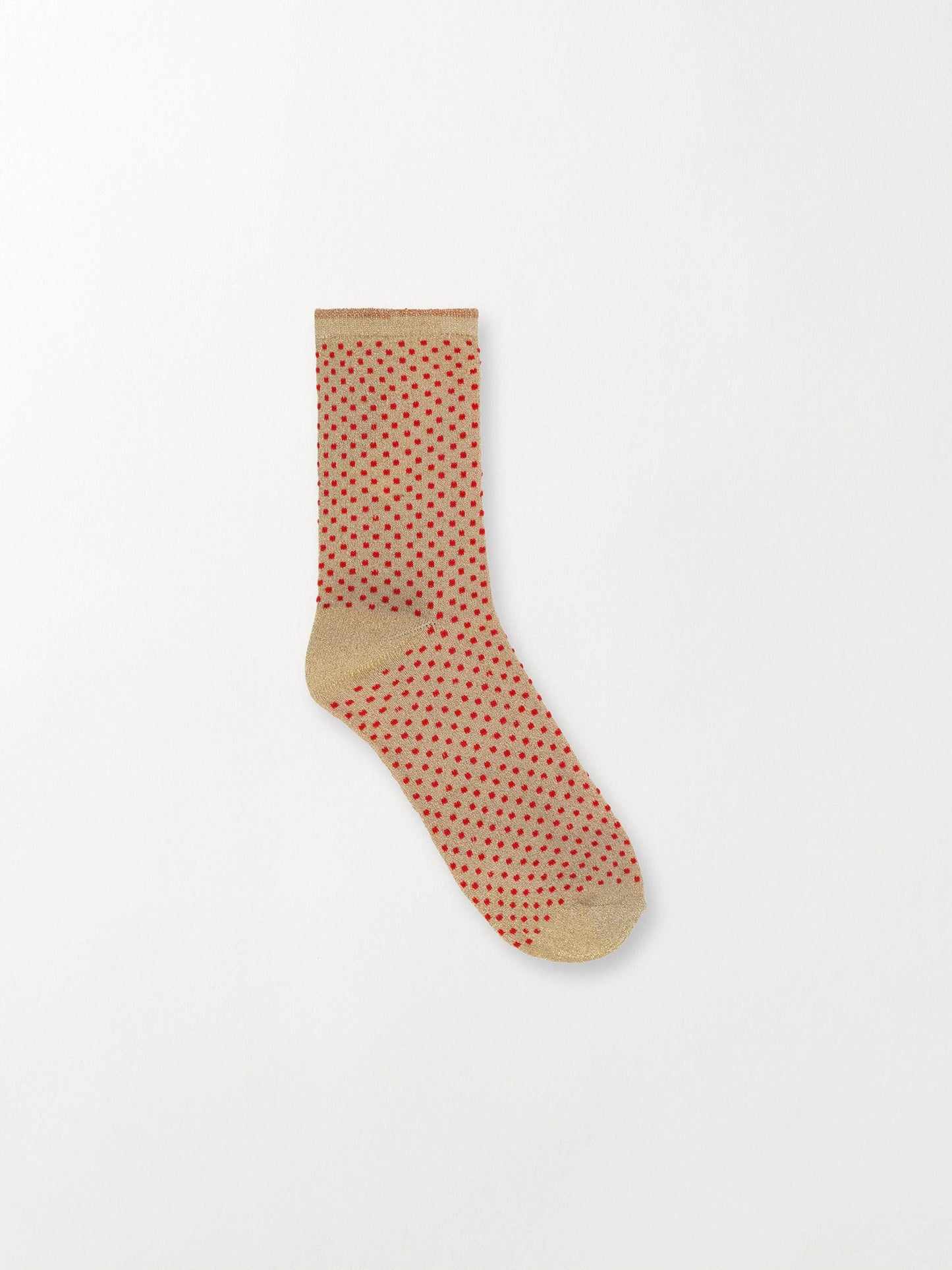 Dina Small Dots Sock - Beige/Red Socks - Becksöndergaard