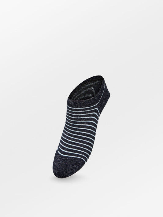 Stripe Glitter Sneakie Sock - Blue Socks - Becksöndergaard