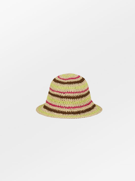 Becksöndergaard, Striped Saverina Straw Hat - Limade Green, accessories, archive, archive, sale, sale, accessories