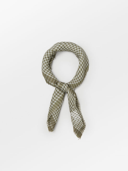 Becksöndergaard, Gingham Wica Scarf - Dusty Olive, scarves, archive, scarves, archive, sale, sale, scarves