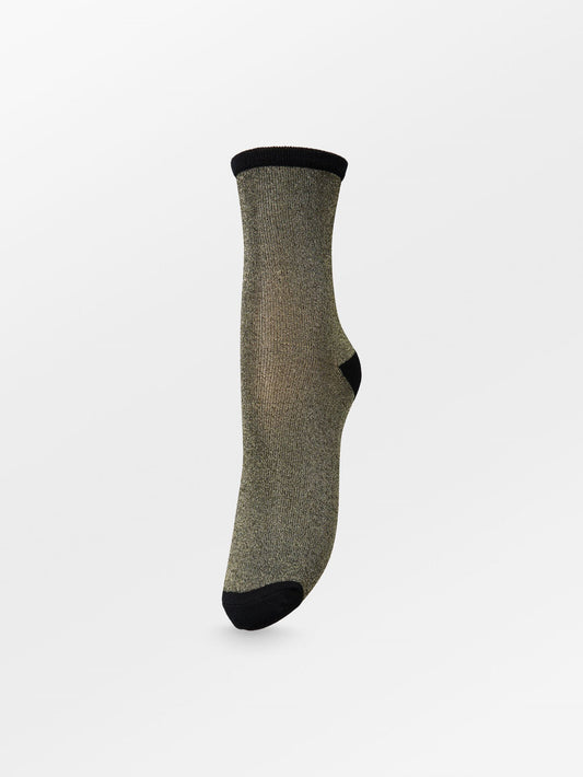 Dina Solid Glittersock - Gold Socks - Becksöndergaard