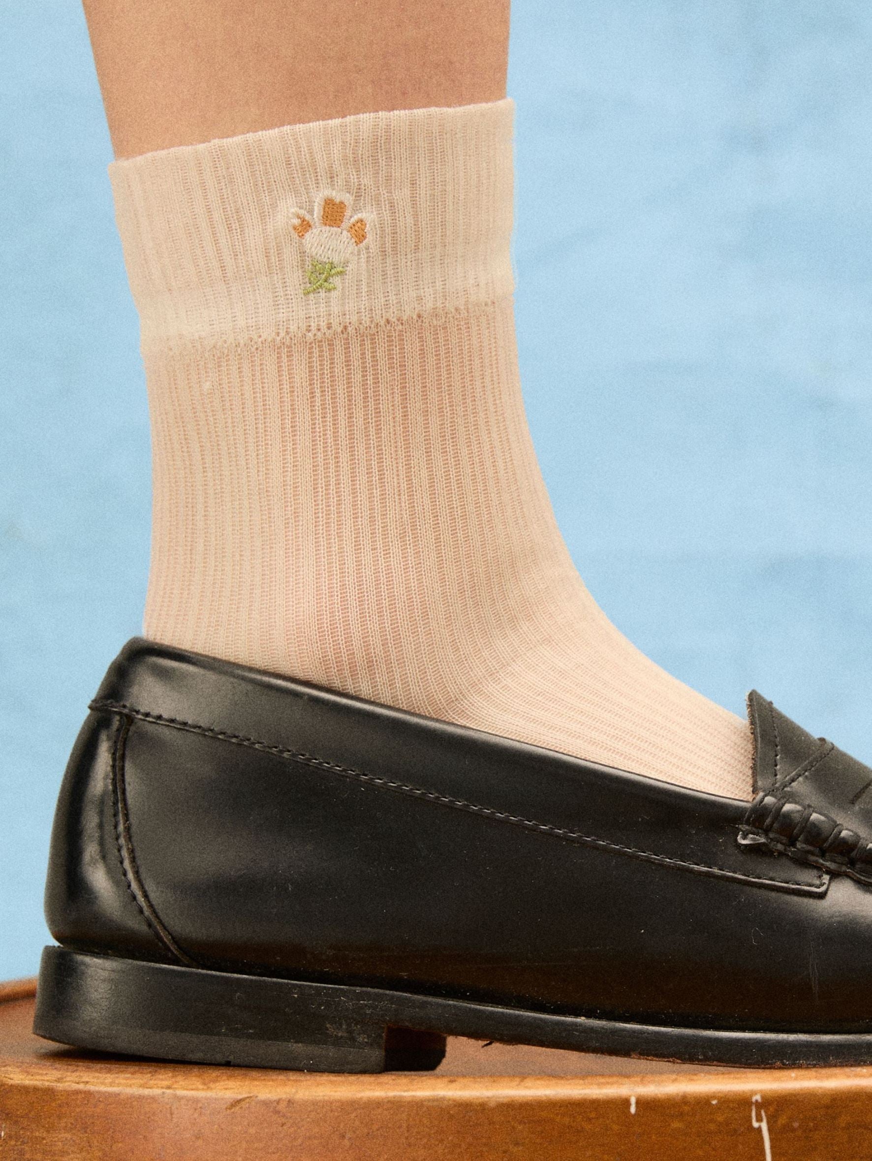 Becksöndergaard, Floral Sheer Sock - Birch White, socks, sale, sale, socks, black week, black week