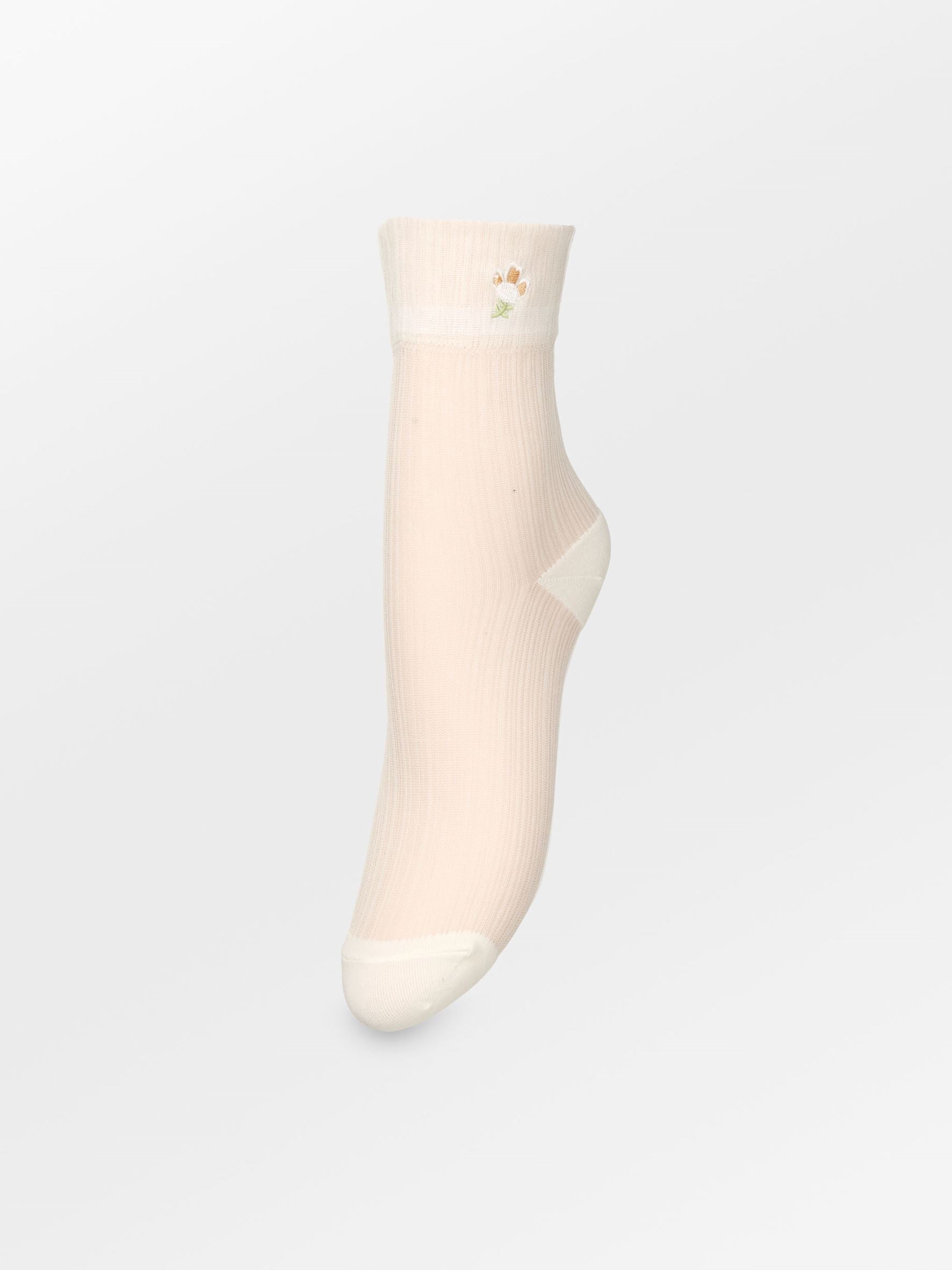 Becksöndergaard, Floral Sheer Sock - Birch White, socks, archive, archive, socks, black week, black week
