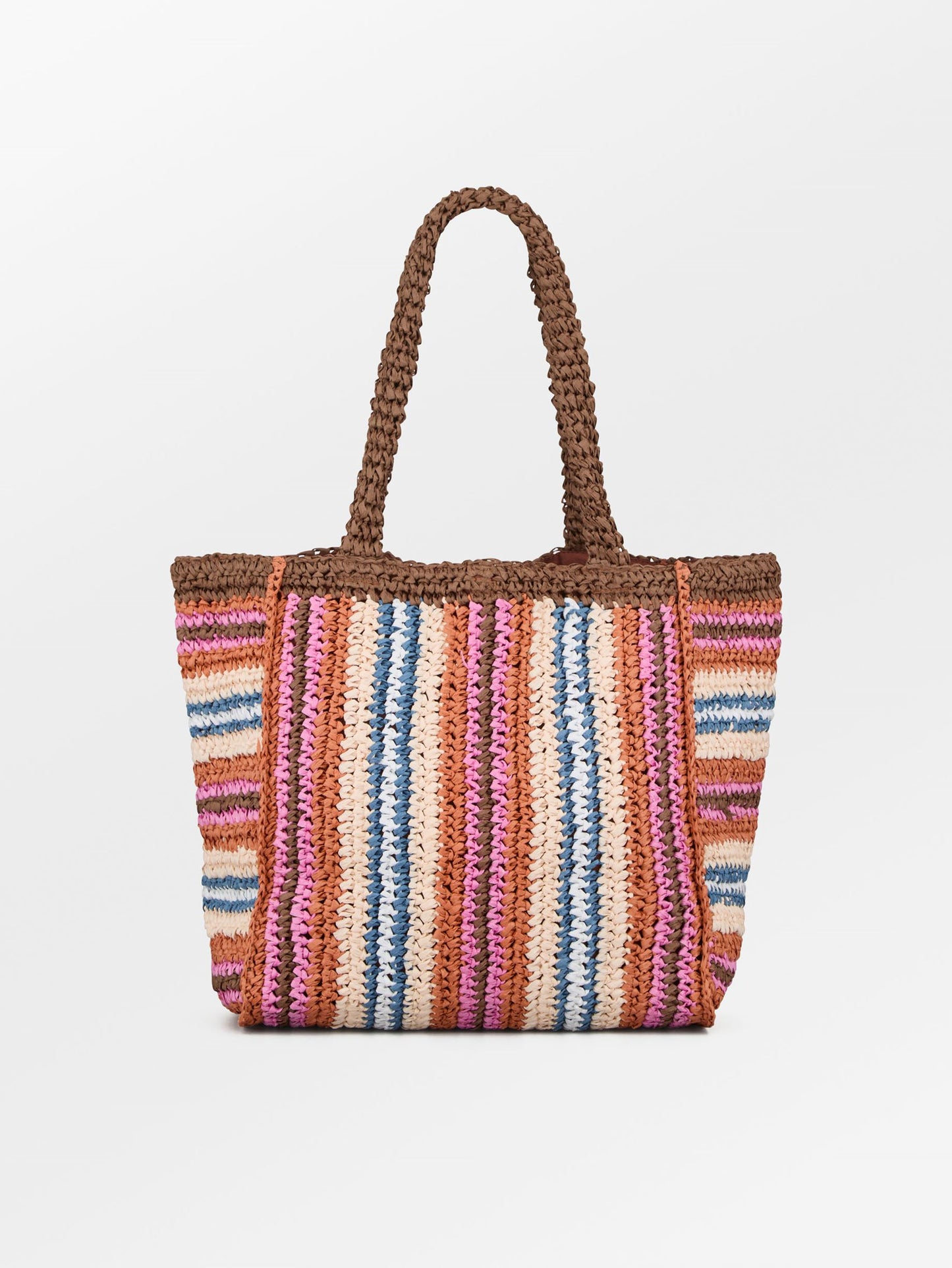 Becksöndergaard, Stripe Straw Tota Bag - Mocha Brown, bags, bags, bags, sale, sale, bags, bags, bags, bags