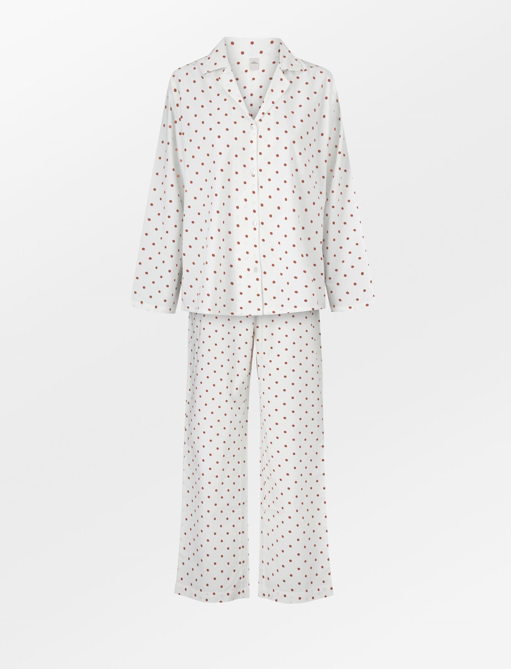 Dot Pyjamas Set - Caramel Brown Clothing - Becksöndergaard