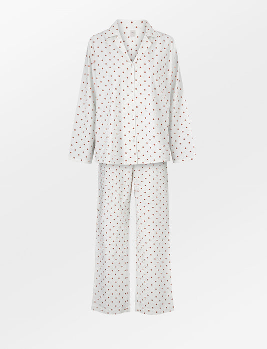 Dot Pyjamas Set - Caramel Brown Clothing - Becksöndergaard