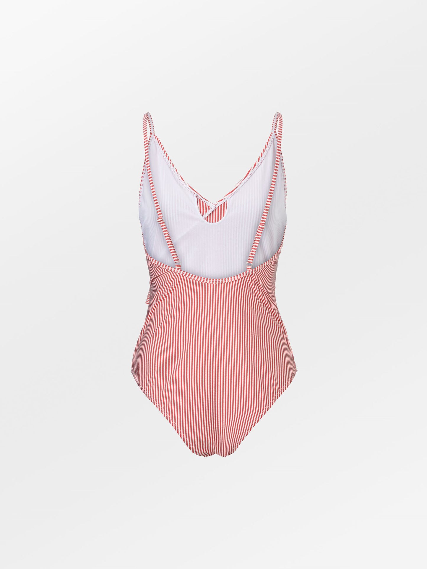 Becksöndergaard, Striba Bly Frill Swimsuit - Spiced Coral, struct - slet produkter