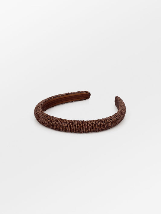 Solid Slim Beaded Hairbrace - Brown OneSize   - Becksöndergaard