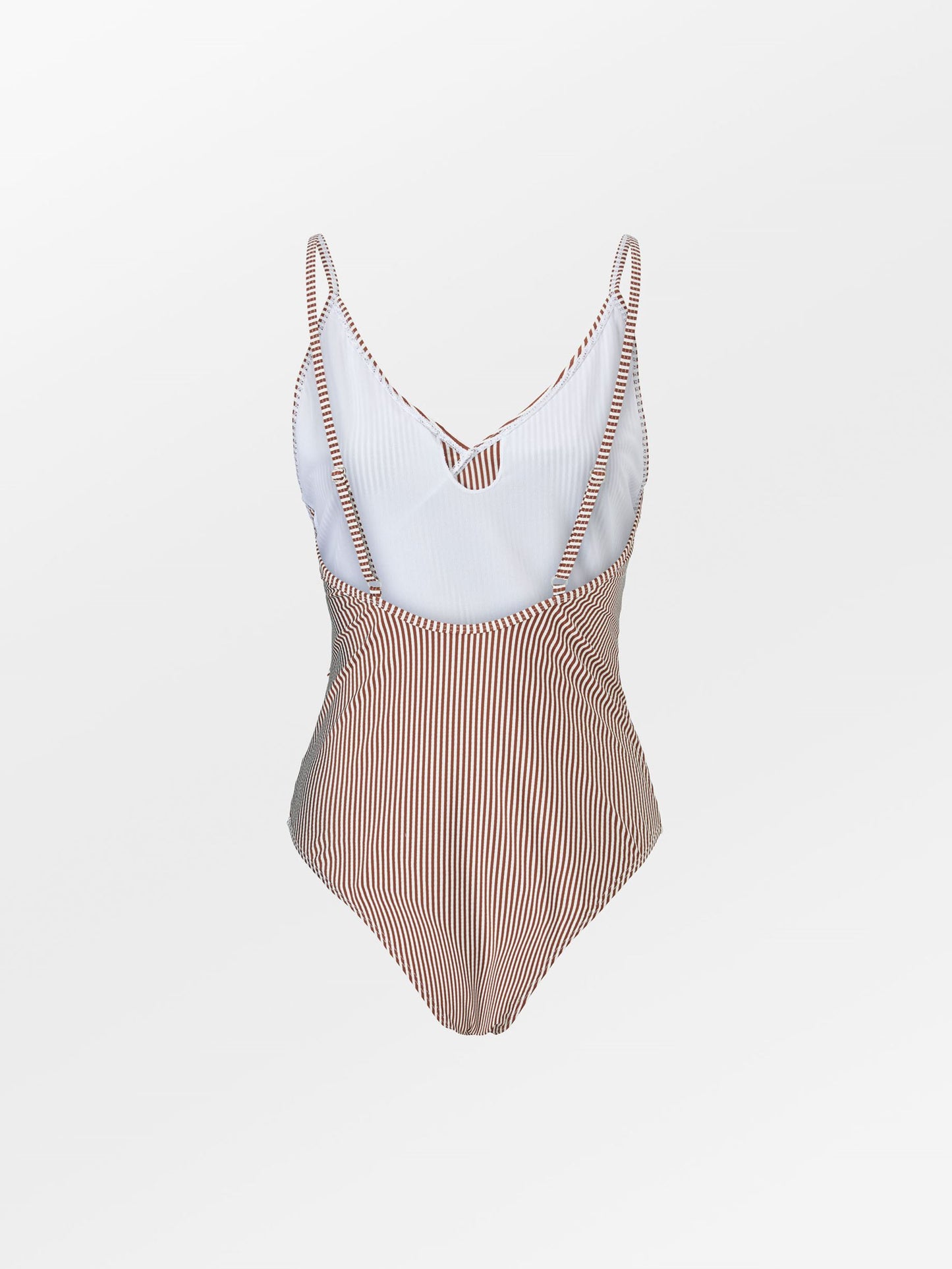 Becksöndergaard, Striba Bly Frill Swimsuit - Sorrel Brown, struct - slet produkter