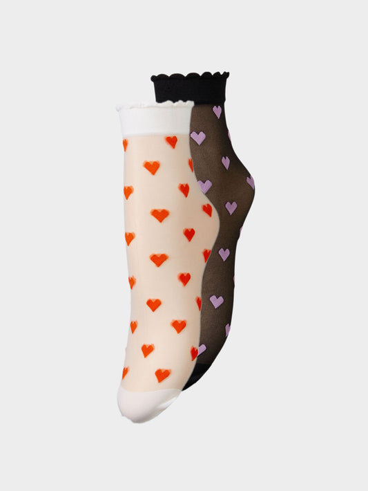 Dagmar Hearts Sock 2 pack OneSize - Becksöndergaard