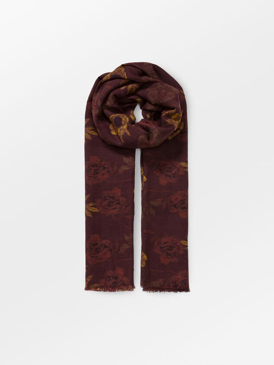 Becksöndergaard, Magna Flower Siw Scarf - Chocolate Brown, scarves, scarves, gifts, black week, black week