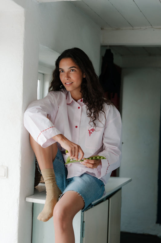 Becksöndergaard, Scallop Pyjamas Shirt - Pale Lilac Pink, homewear, sale, homewear, sale
