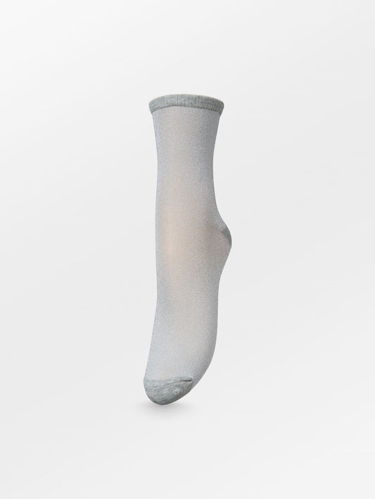 Dina Solid Glittersock - Grey Socks - Becksöndergaard