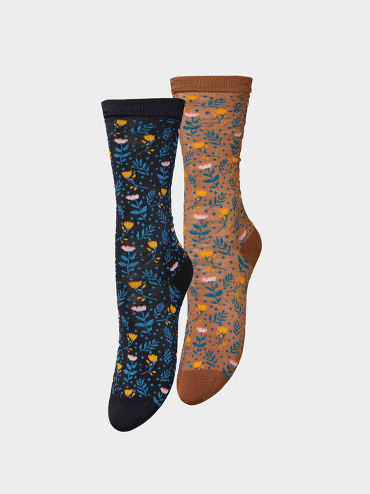 Becksöndergaard, Inaya Visca Sock 2 Pack - Blue/Brown, socks, archive, archive, sale, sale, socks