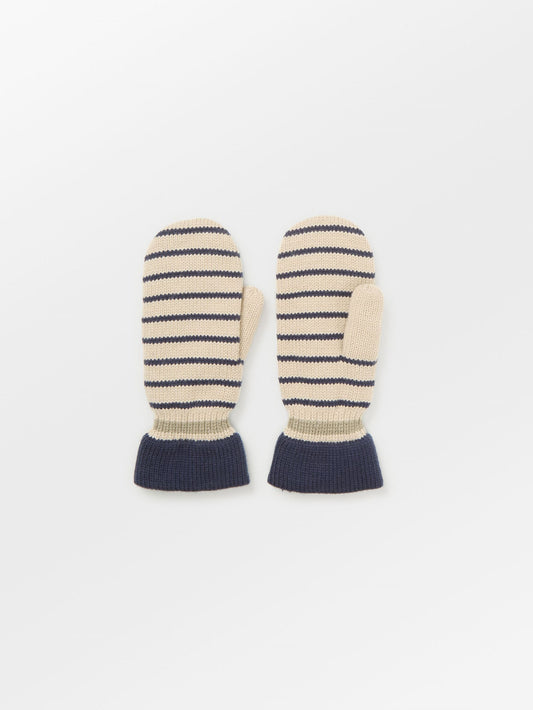Thin Striped Emerald Mittens Clothing - Becksöndergaard