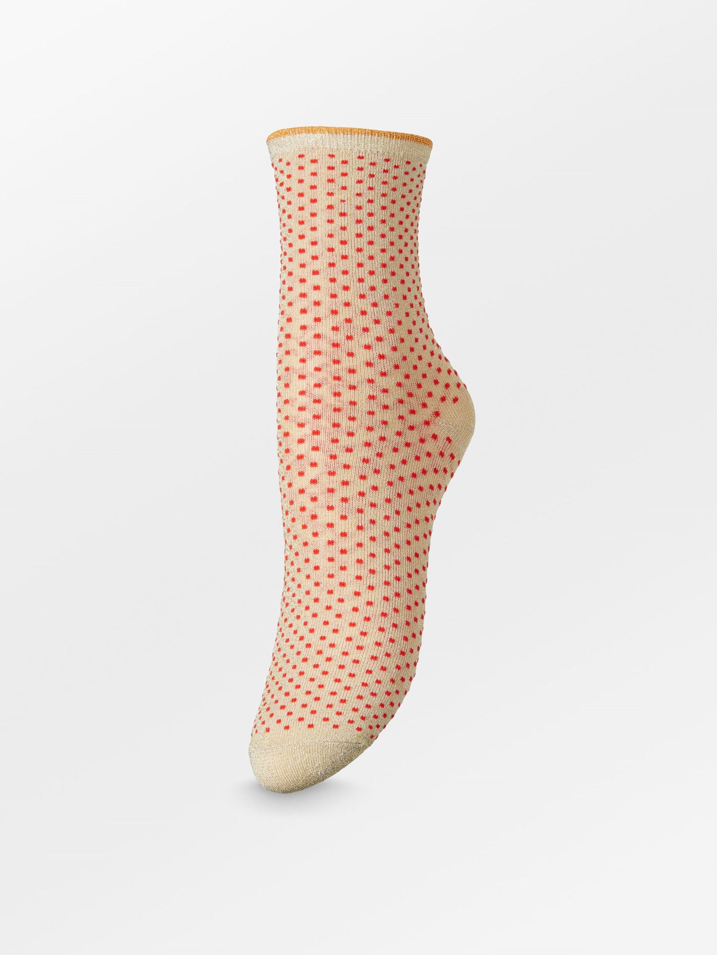 Dina Small Dots Sock - Beige/Red Socks - Becksöndergaard