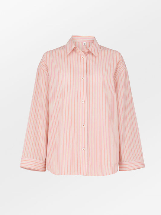 Stripel Wide Shirt - Pink Clothing   - Becksöndergaard