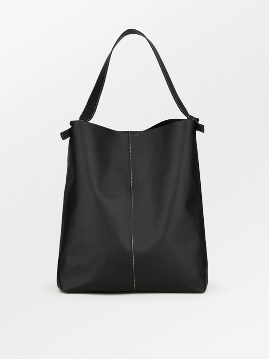 Glossy Mae Leather Shopper Bag - Black OneSize   - Becksöndergaard
