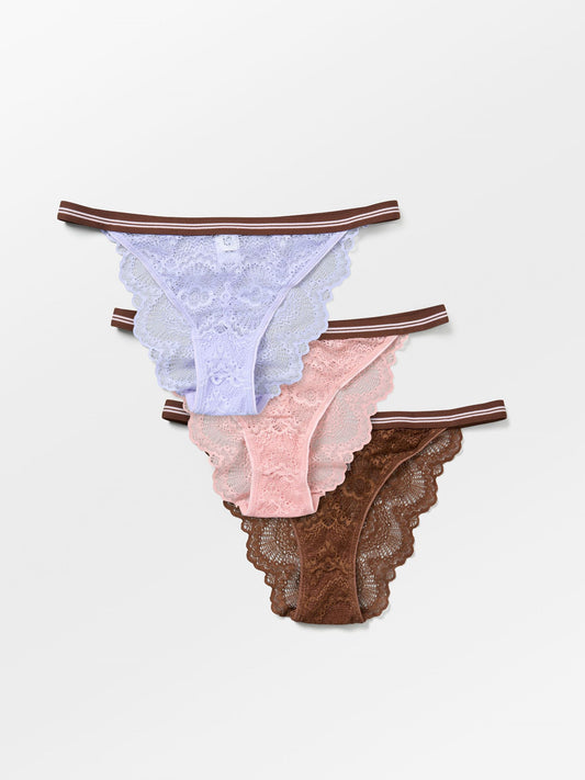 Becksöndergaard, Wave Lace Ray Tanga 3 Pack - Brown/Rose/Lavender, archive, archive, sale, sale, gifts, gifts