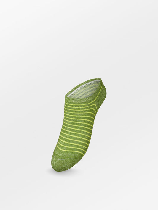 Stripe Glitter Sneakie Sock - Green Socks   - Becksöndergaard