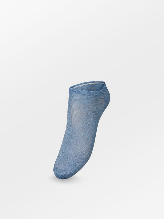 Solid Glitter Sneakie Sock - Blue Socks   - Becksöndergaard