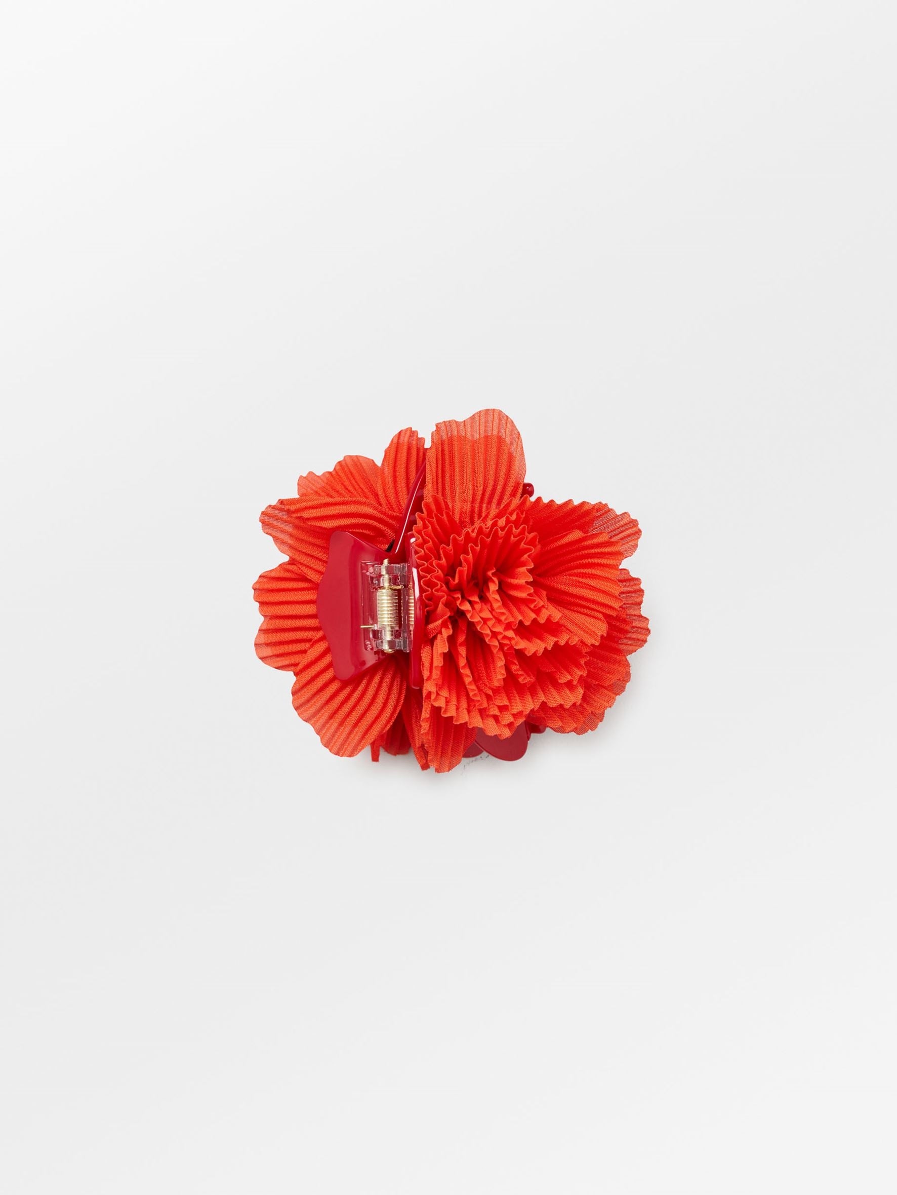 Plissé Flower Hair Claw - Red OneSize   - Becksöndergaard