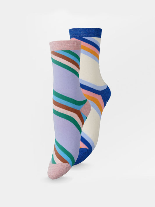 Oblique Striped Sock 2 Pack Socks   - Becksöndergaard