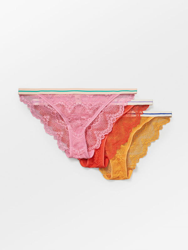 Becksöndergaard, Wave Lace Ray Tanga 3-pack  - Orange/Pink/Red, archive, archive, sale, sale
