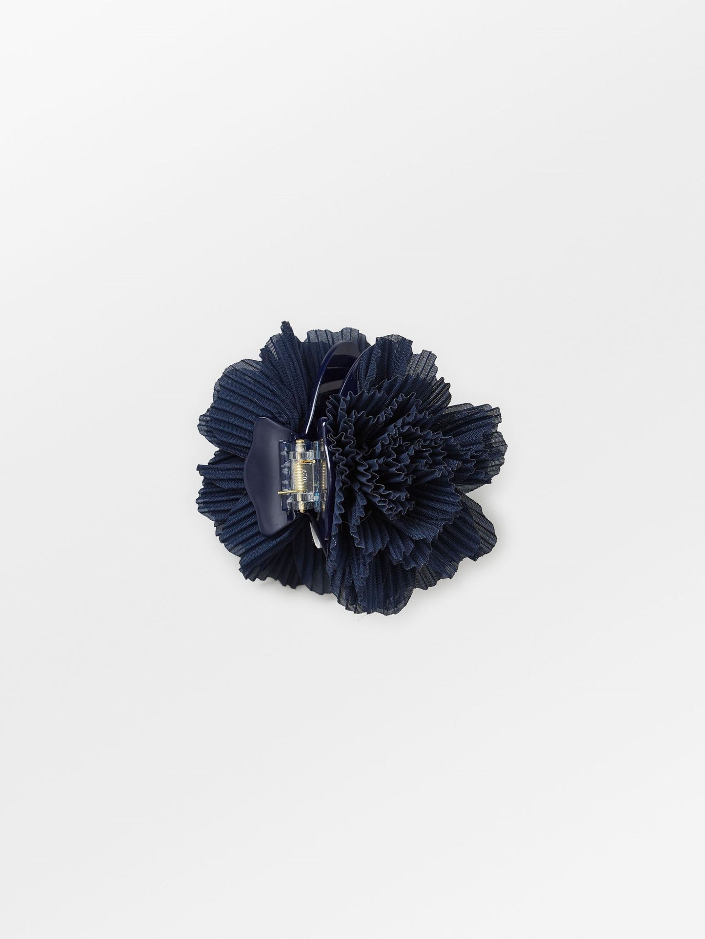 Plissé Flower Hair Claw - Navy Blue OneSize   - Becksöndergaard